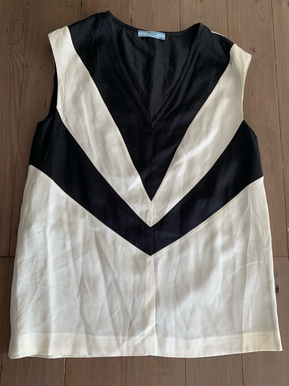 Prada v neck sleeveless silk top blouse